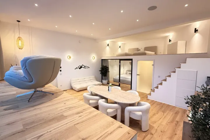 Wohnbereich im Alpin Loft, Haus am Kästobel in Immenstadt